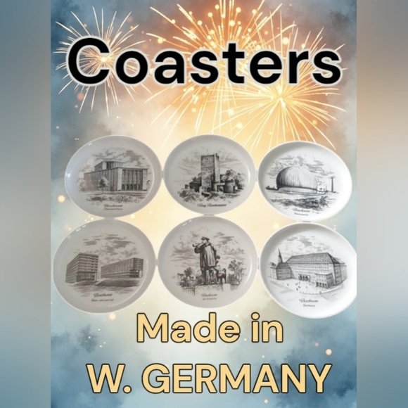 6 coasters Euc KAISER W. GERMANY MARK home six size 4" ceramic euc West Germany - Picture 1 of 17